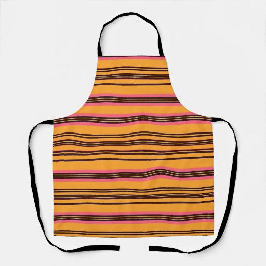 Fett orange-pink gestreiftes Horizontalmuster Schürze (Vorderseite)
