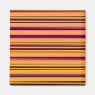 Fett orange-pinke horizontale Streifenmuster Magnet