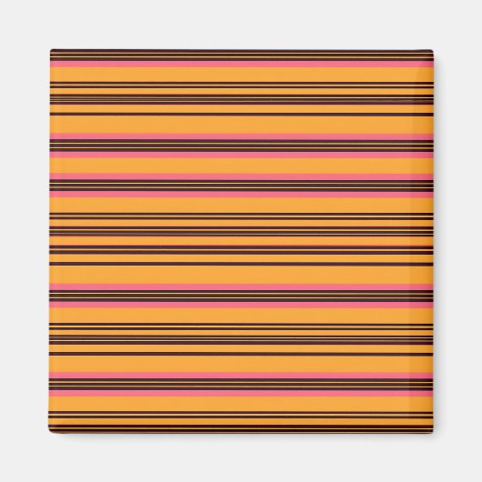 Fett orange-pinke horizontale Streifenmuster Magnet (Vorne)