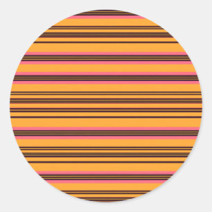 Fett orange-pinke horizontale Streifenmuster Runder Aufkleber