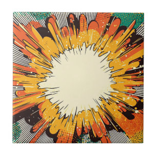 Fett Orange Pop-Art-Explosion schwarze Geschwindig Fliese