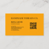 Fett Orange Red Karo Muster QR Code für Handmade Visitenkarte (Rückseite)