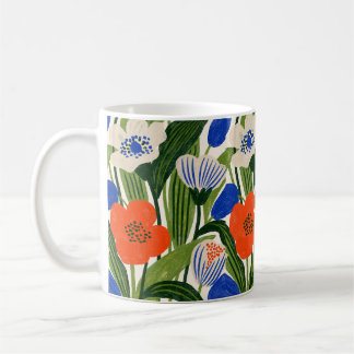 Fett Orange und Blau Botanisch Floral Kaffeetasse