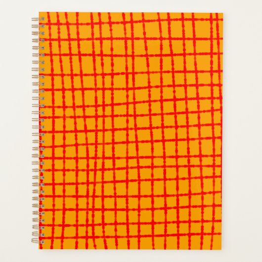 Fett Orange und Rot Karo Muster Stilvoll Planer (Vorderseite)