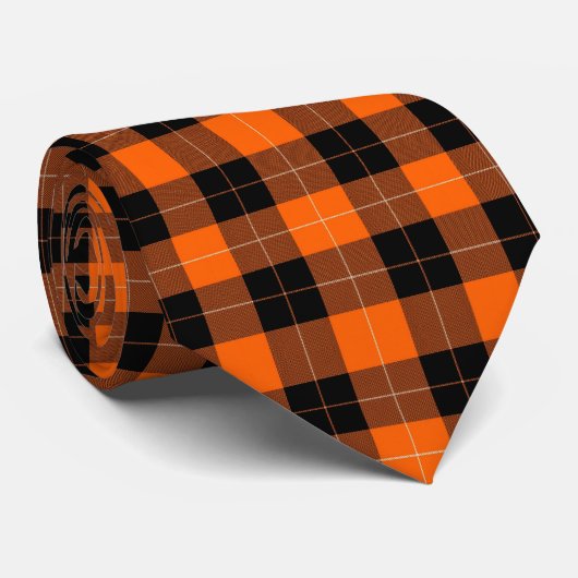 Fett Orange und Schwarz Buffalo Kariert Krawatte (Gerollt)