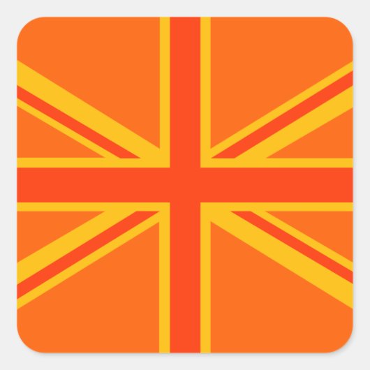 Fett Orange Union Jack British Flag Swag Quadratischer Aufkleber (Vorderseite)