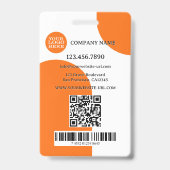 Fett Orange White Retro Foto ID Abzeichen Ausweis (Back)