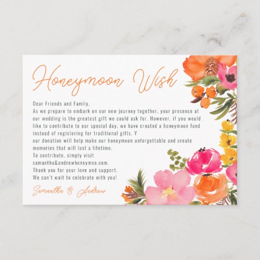 Fett orangefarbene Blume wünschen eine gute Hochze Begleitkarte (Vorderseite)