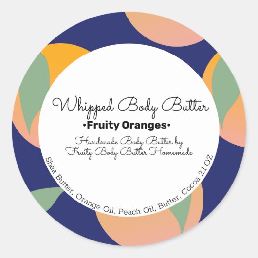 Fett orangefarbene Body Butter Bath-Branding-Verpa Runder Aufkleber (Vorderseite)