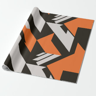 Fett orangefarbenes und schwarzes geometrisches De Geschenkpapier