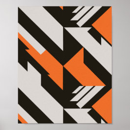 Fett orangefarbenes und schwarzes geometrisches De Poster