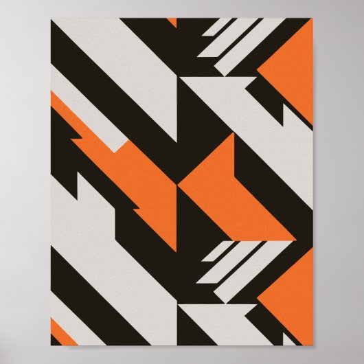 Fett orangefarbenes und schwarzes geometrisches De Poster (Vorne)