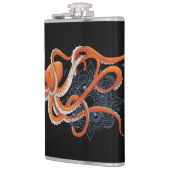 Fett oranges hypnotisierendes Octopus-Mandala  Flachmann (Links)