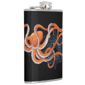 Fett oranges hypnotisierendes Octopus-Mandala  Flachmann (Rechts)