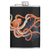 Fett oranges hypnotisierendes Octopus-Mandala Flachmann (Vorderseite)
