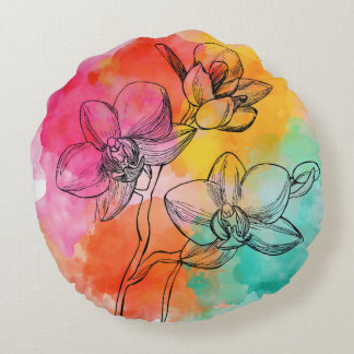 Fett Orchid Bloom Round Pillow Rundes Kissen