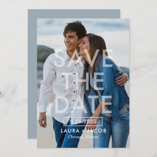 Fett Overlay bearbeitbare Farbkarte Save the Date Dankeskarte (Vorne/Hinten)