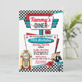 Fett-Party für Diner Retro Sock Hop aus den 50er J Einladung (Stehend Vorderseite)