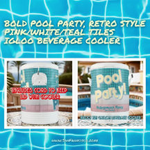 Fett Party Pool, Retrostil Rosa/Weiß/Aquamarine Fl