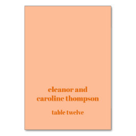 Fett Peach Orange Retro Custom Wedding Platzkarte Tischnummer