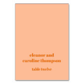 Fett Peach Orange Retro Custom Wedding Platzkarte Tischnummer (Vorderseite)