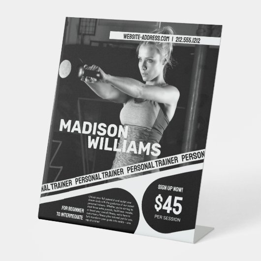 Fett Personal Trainer Foto Sockelschild (Vorderseite)