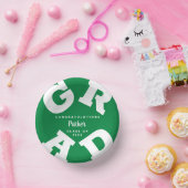 Fett Personalisiert Weiß auf grünem Abschluss Pappteller (Party)