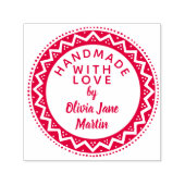 Fett Personalisierte Handarbeit mit Liebe rund Permastempel (Design)