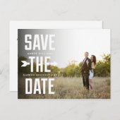 Fett-Pfeil-Foto Moderner Typ Save the Date Ankündigungspostkarte (Vorne/Hinten)