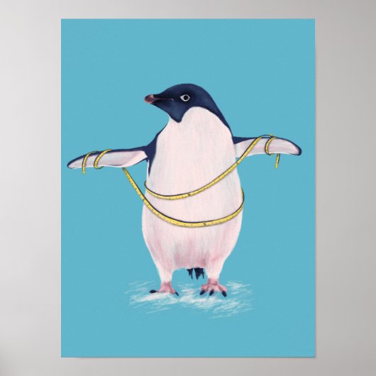 Fett Pinguin auf Diät Niedlicher Funny Bird Poster (Vorne)