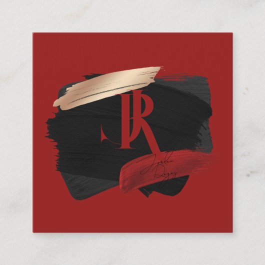 Fett Pinselstiche, Initialen und Unterschrift Quadratische Visitenkarte (Vorderseite)