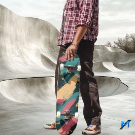 Fett Pinselstrich - Dunkel Abstrakt Minimalistisch Skateboard