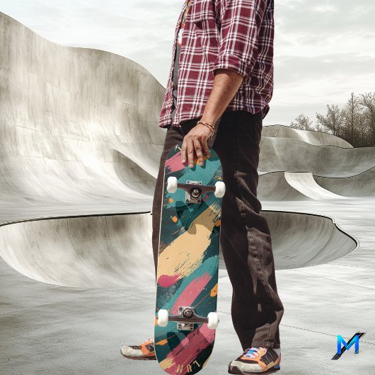 Fett Pinselstrich - Dunkel Abstrakt Minimalistisch Skateboard