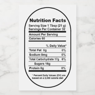 Fett Pint Honey Jar Nutrition Facts Label Lebensmitteletikett
