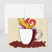 Fett Pop Art Coffee Cup Retro Postkarte (Vorne/Hinten)