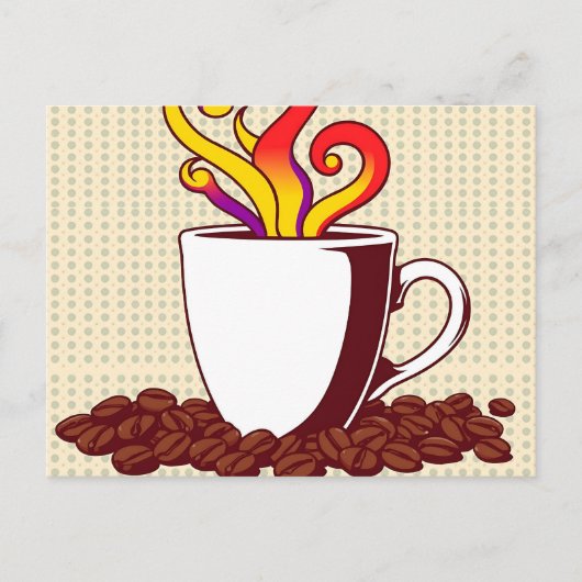 Fett Pop Art Coffee Cup Retro Postkarte (Vorderseite)