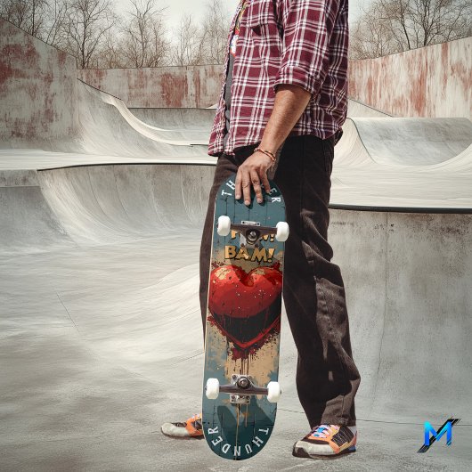 Fett Pop Art Heart & Comic Effects, Retro Graffiti Skateboard