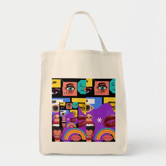 Fett Pop-Art | Retro-Comic-Stil Tasse Tragetasche (Vorne)