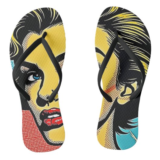 Fett Pop Art Woman Definiert Badesandalen (Fußbett)