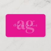 Fett QR Code Hot Pink Monogram Script Social Media Visitenkarte (Vorderseite)