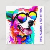 Fett Rainbow Hund Haustier Sitter Dog Walker Custo Quadratische Visitenkarte (Vorderseite)