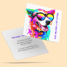 Fett Rainbow Hund Haustier Sitter Dog Walker Custo Quadratische Visitenkarte