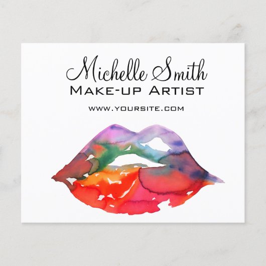 Fett Rainbow Lips Wasserfarbe Zeichnend Schönheit Flyer (Vorne)