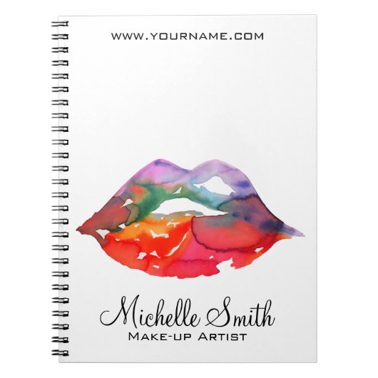 Fett Rainbow Lips Wasserfarbe Zeichnend Schönheit Notizblock (Vorderseite)