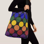 Fett-Rainbow-Polka-Punkte auf schwarz Tragetaschen Mit Langen Trägern (Von Nahem)