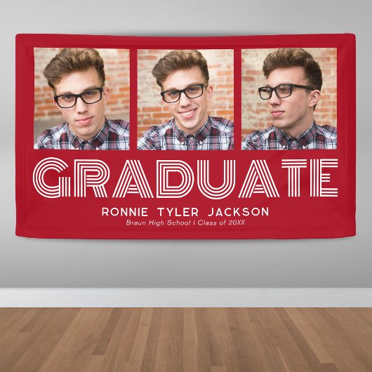 Fett Red 3 Graduate Foto Abschluss Banner