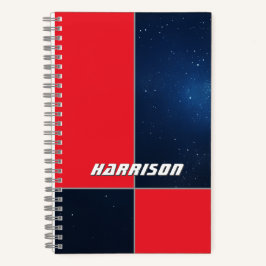 Fett Red Dark Blue Space anpassbar Notizblock