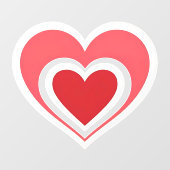 Fett Red Double Heart Window Fensteraufkleber (Blatt)