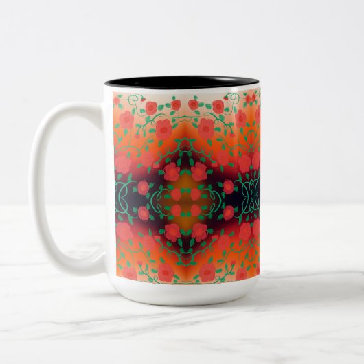 Fett Red Floral Designer Kaffee Tasse (Links)