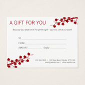 Fett Red Floral Gift Certificate (Rückseite)